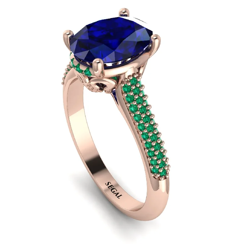 Romantic Heart Ring-Luxury Pave Oval Cut Sapphire Engagement Ring With Hidden Stone - Ophelia No. 29