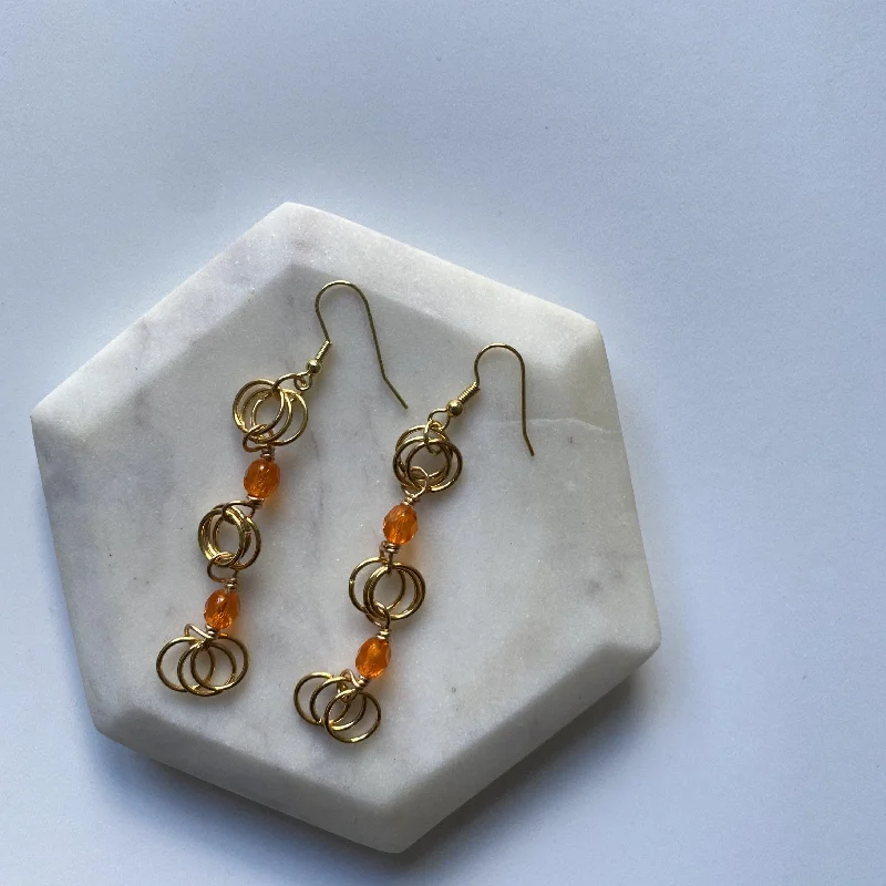 Black Metal Earrings-The Kiere Earrings in Orange