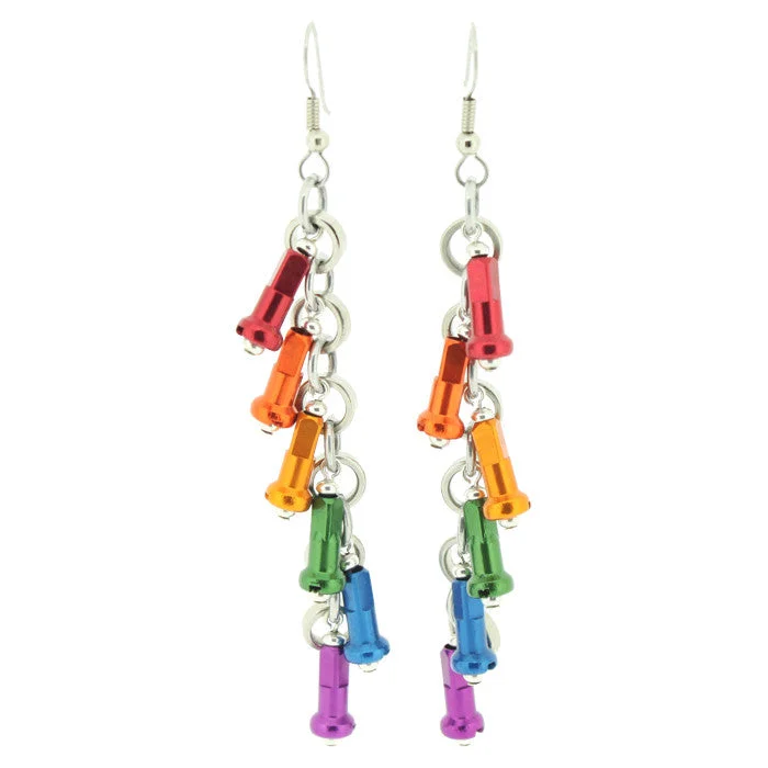 Gemstone Tassel Earrings-Tapered Rainbow Earrings