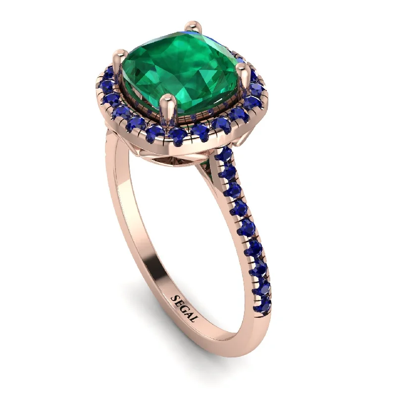 Simple Diamond Ring-Gorgeous Cushion Cut Emerald Pave Engagement Ring With Hidden Stone - Kira No. 65