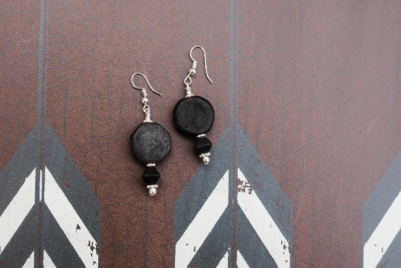 Black Pearl Earrings-Midnight Geo Earrings