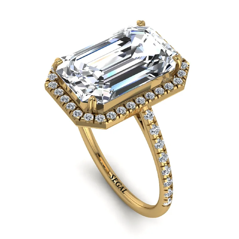 Designer Diamond Ring-Emerald Cut Diamond Pave Engagement Ring - Nancy No. 1