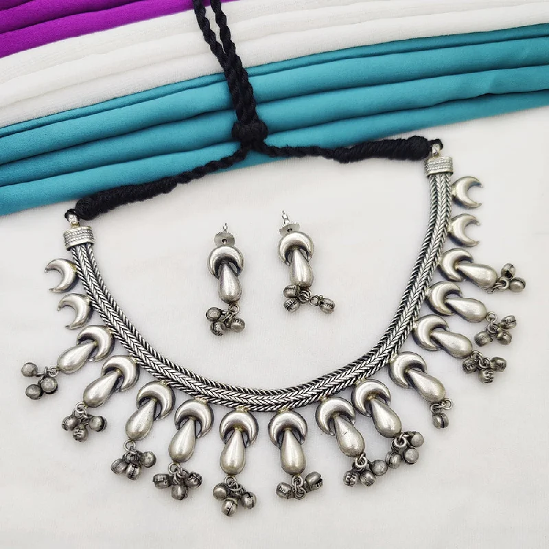 Luxury Sapphire Necklace-Fancyla Oxidised Plated Necklace Set