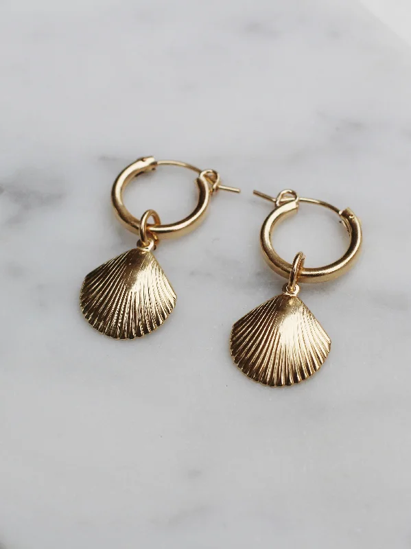 Gold Hoop Earrings-SpeShell Hoop Earrings