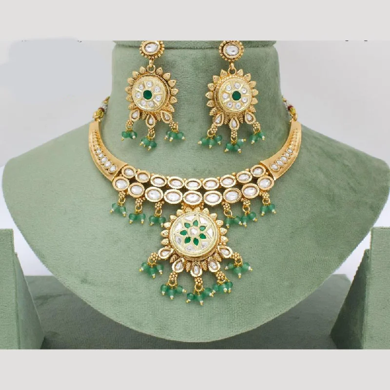 Silver Pendant Necklace-Manisha Jewellery Gold Plated Kundan Stone And Pearls Necklace Set