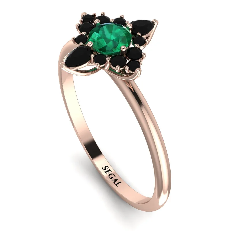 Designer Rose Gold Ring-Compass Emerald Engagement Ring - Rose No. 35