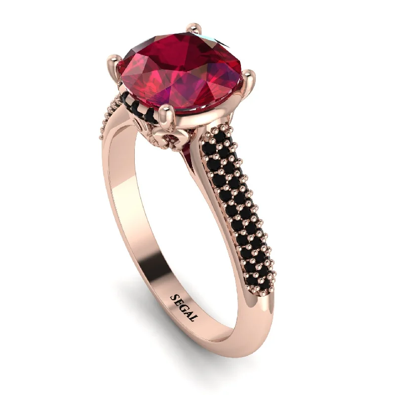 Statement Cocktail Ring-Luxury Pave Round Cut Ruby Engagement Ring With Hidden Stone - Miracle No. 41