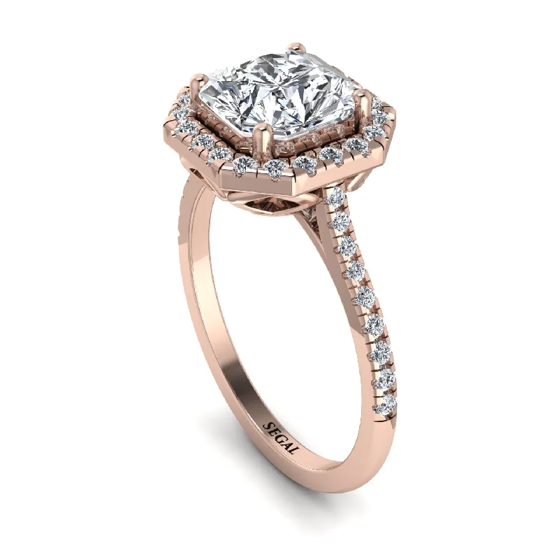 Designer Diamond Ring-Gorgeous Radiant Cut Diamond Pave Engagement Ring With Hidden Stone - Felicity No. 2