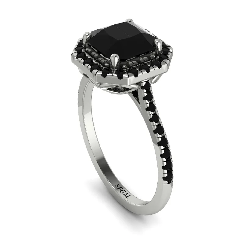 Men's Statement Ring-Gorgeous Radiant Cut Black Diamond Pave Engagement Ring With Hidden Stone - Felicity No. 39