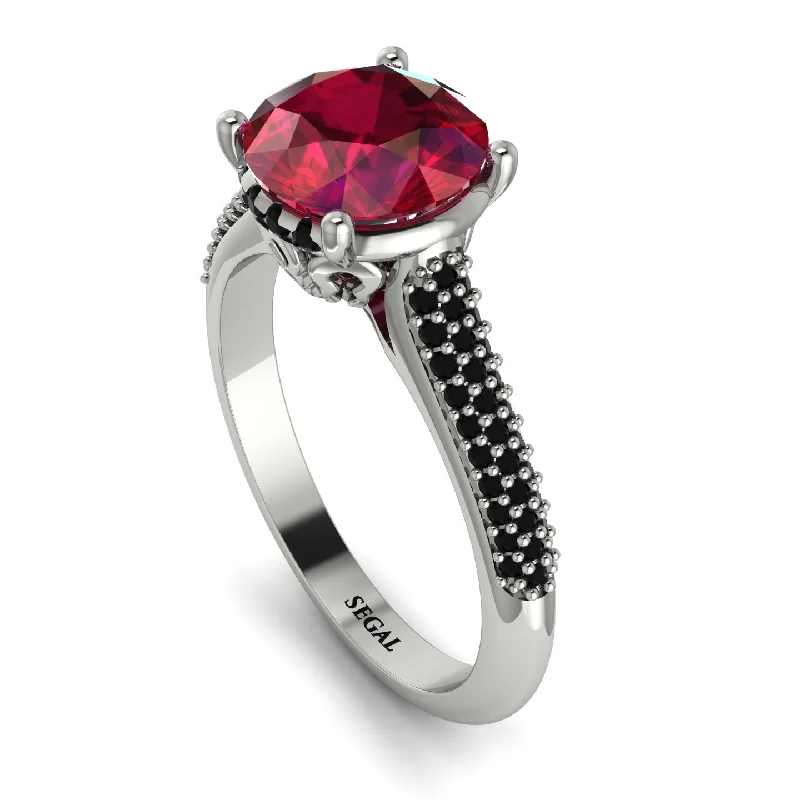 Custom Promise Ring for Him-Luxury Pave Round Cut Ruby Engagement Ring With Hidden Stone - Miracle No. 42