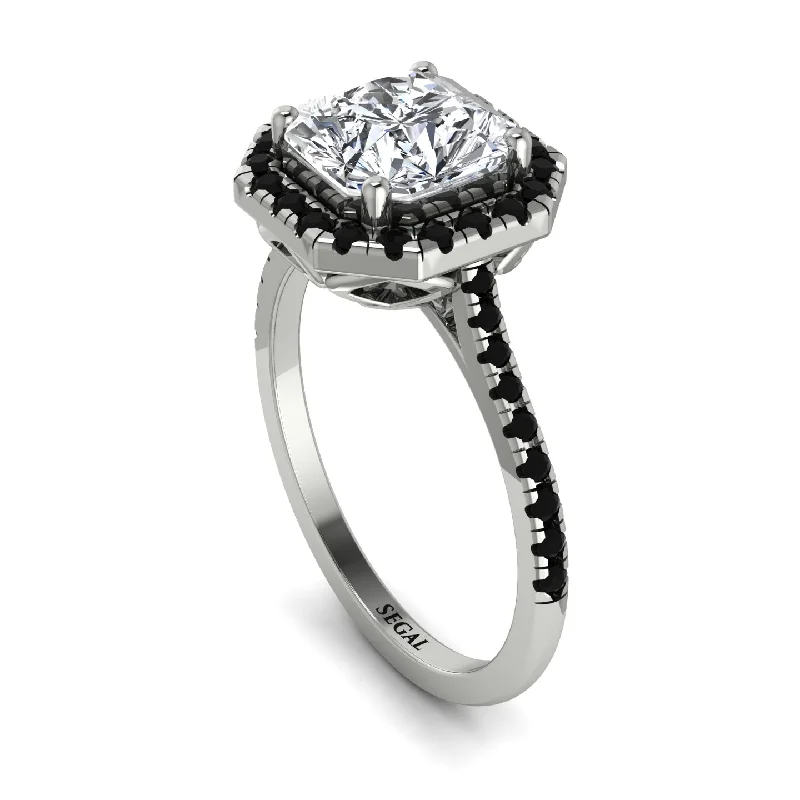 Personalized Silver Engagement Ring-Gorgeous Radiant Cut Diamond Pave Engagement Ring With Hidden Stone - Felicity No. 33