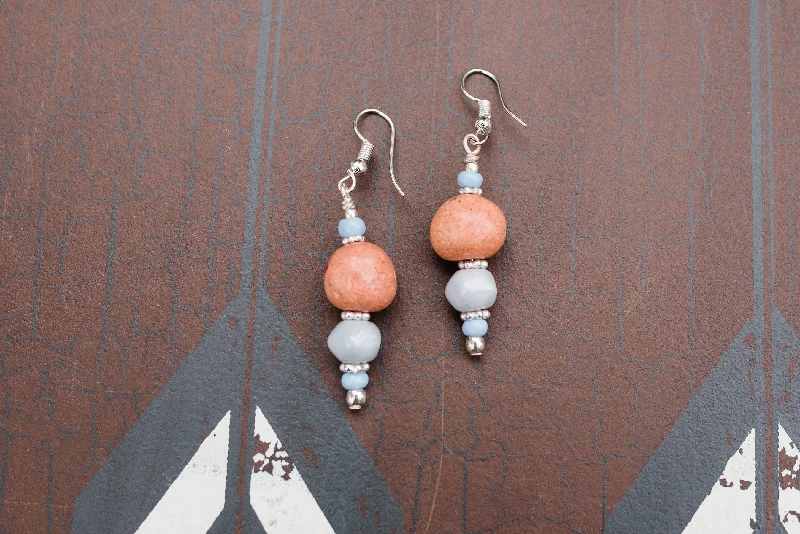 Handcrafted Sterling Earrings-Pastel Ceramic Earrings