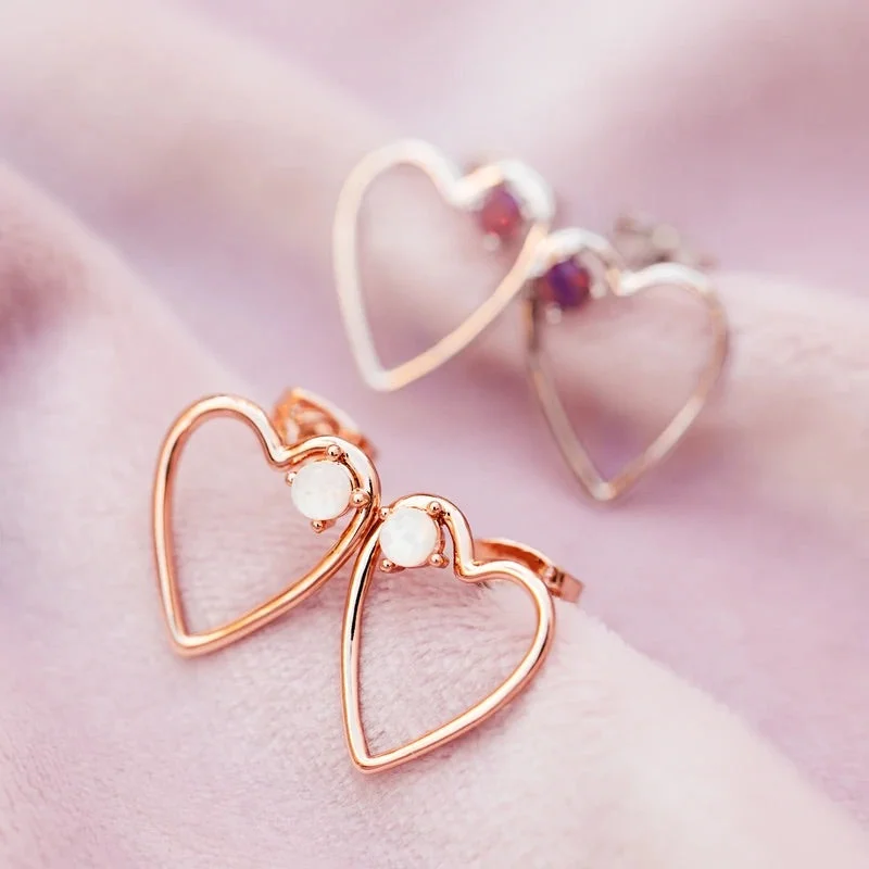 Artistic Wire Earrings-PuraVida, Sweatheart Stone Earrings, Rose Gold