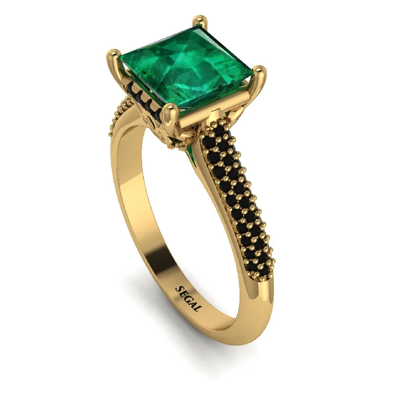 Minimalist Wedding Ring-Luxury Pave Princess Cut Emerald Engagement Ring With Hidden Stone - Sabrina No. 34