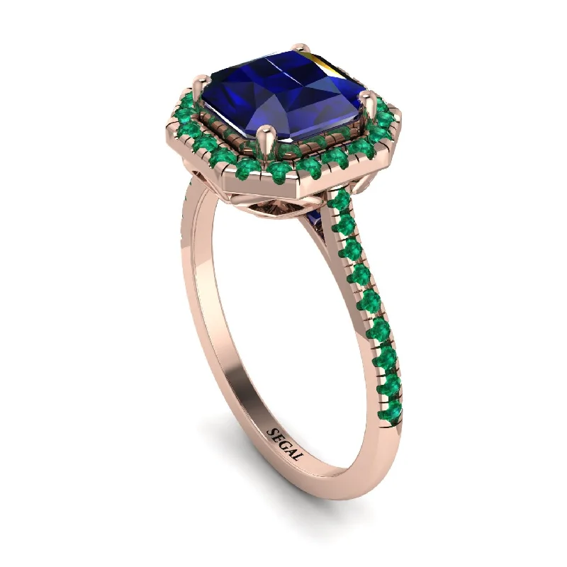 Modern Cocktail Ring-Gorgeous Radiant Cut Sapphire Pave Engagement Ring With Hidden Stone - Felicity No. 29