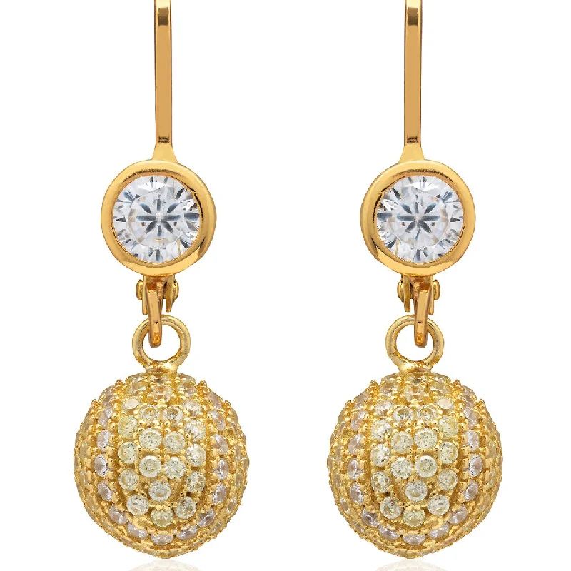 Oval Shaped Earrings-CZ Pave Tennis Ball Earrings