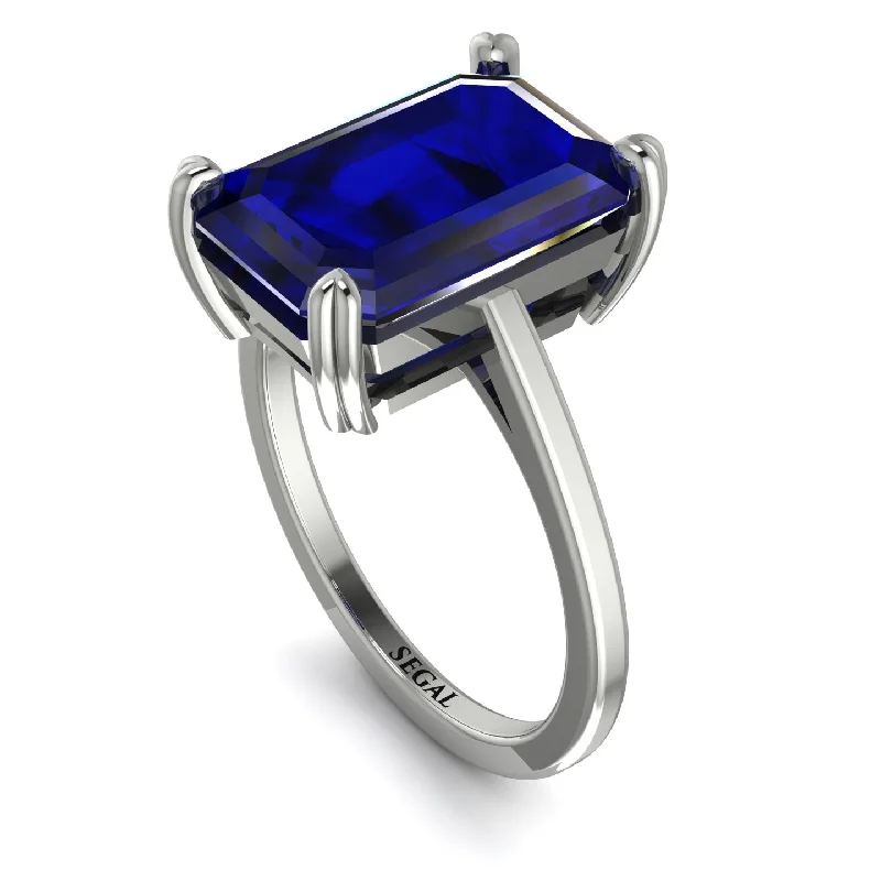 Simple Silver Ring-Classic Emerald Cut Sapphire Engagement Ring - Jakes No. 15