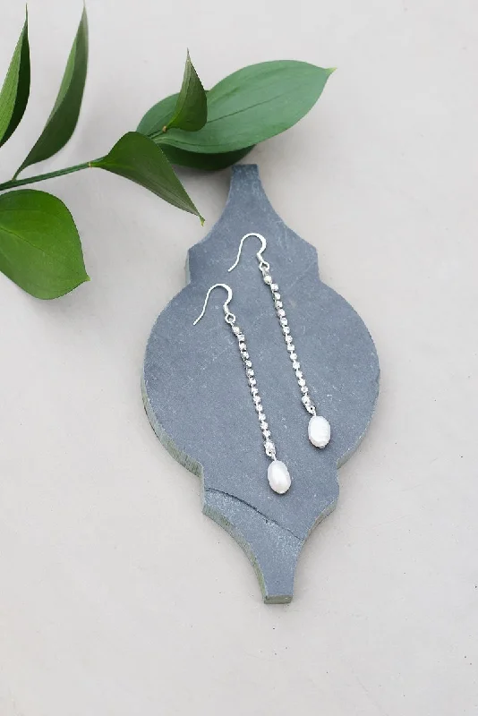 Chic Drop Earrings-Sparkle Line Drop Earrings