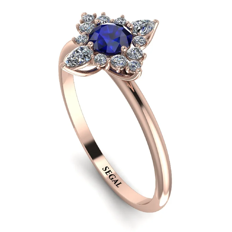 Rose Gold Stacking Rings-Compass Sapphire Engagement Ring - Rose No. 14