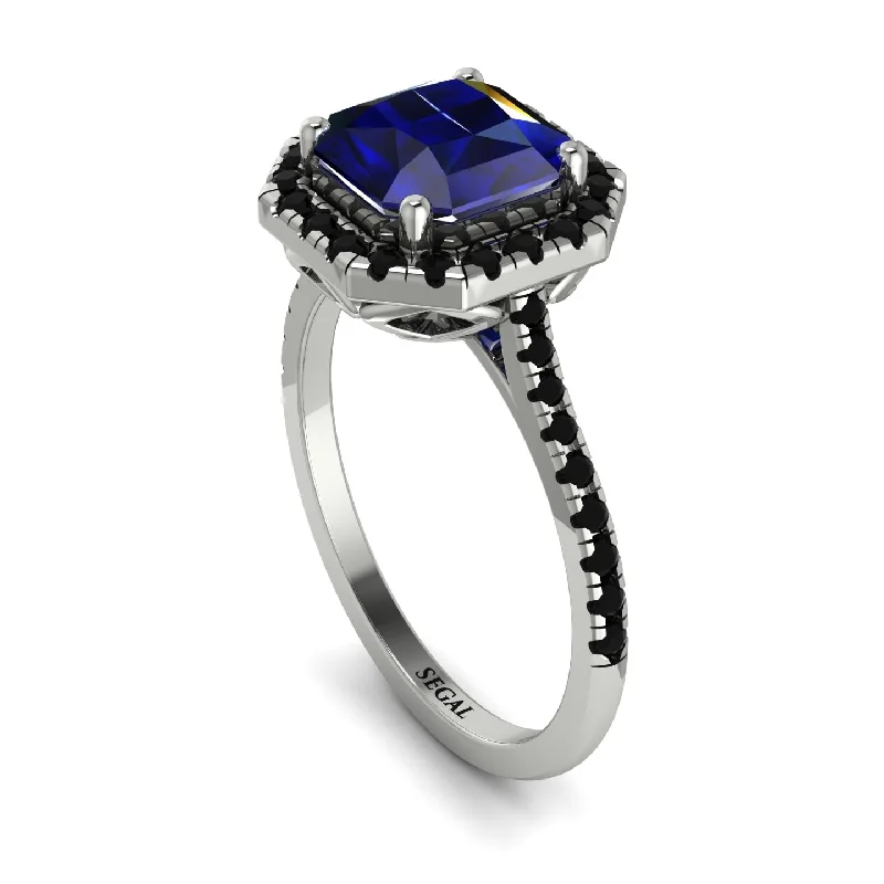 Two-Tone Gold Ring-Gorgeous Radiant Cut Sapphire Pave Engagement Ring With Hidden Stone - Felicity No. 45