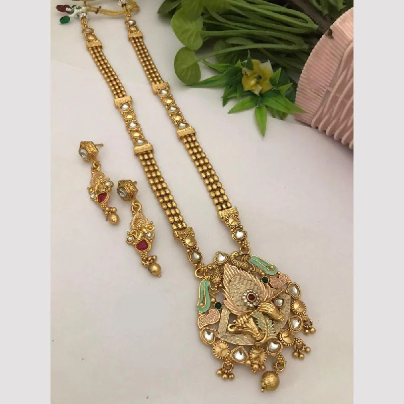 Unique Opal Necklace-FS Collection Gold Plated Kundan Stone And Meenakari Necklace Set