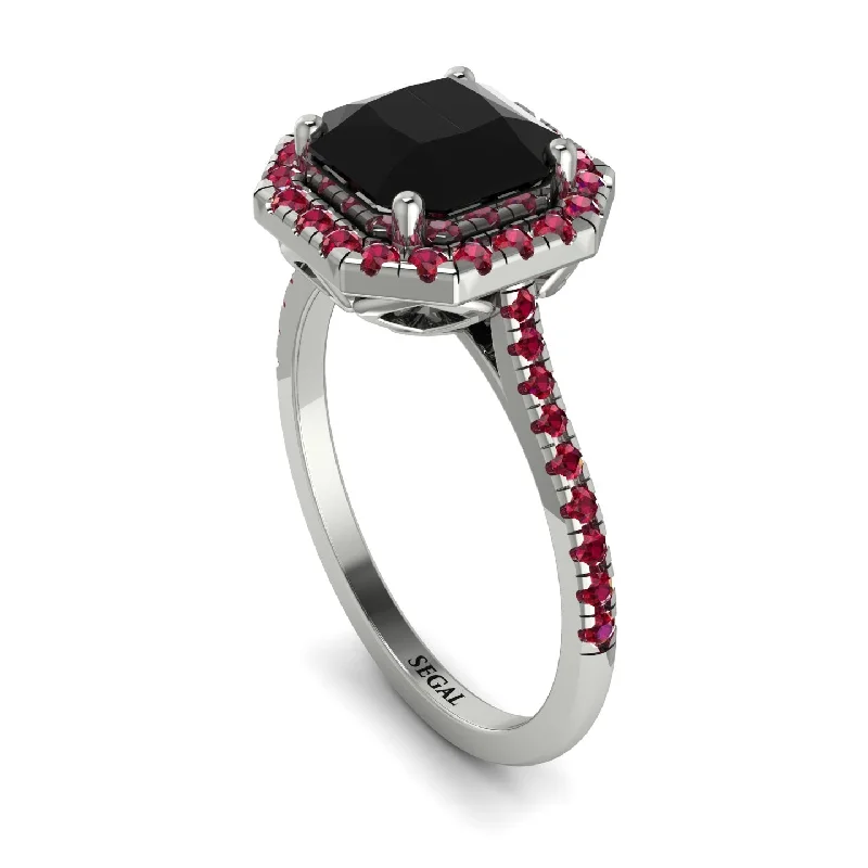 Luxurious Wedding Ring-Gorgeous Radiant Cut Black Diamond Pave Engagement Ring With Hidden Stone - Felicity No. 54