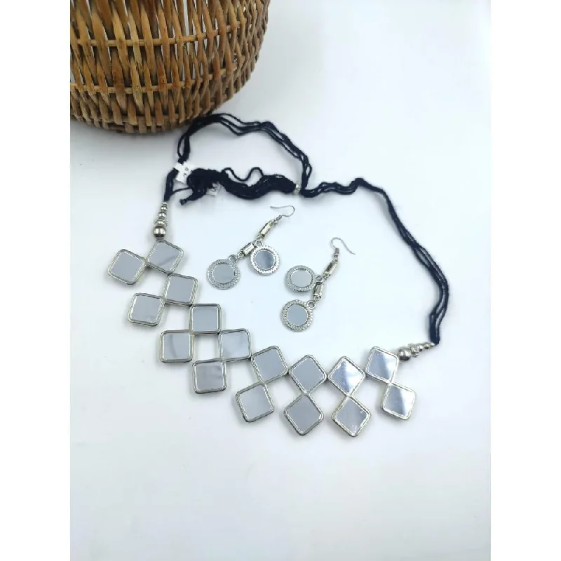 Vintage-inspired Choker Necklace-Akruti Collection  Oxidised  Plated  Choker Necklace Set