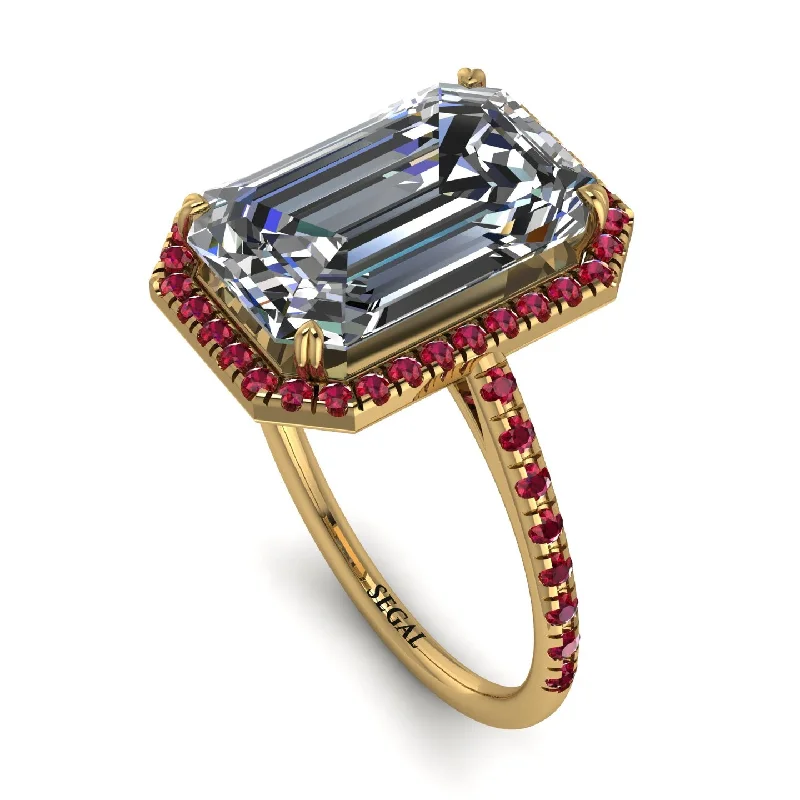 Elegant Cocktail Ring-Emerald Cut Diamond Pave Engagement Ring - Nancy No. 46