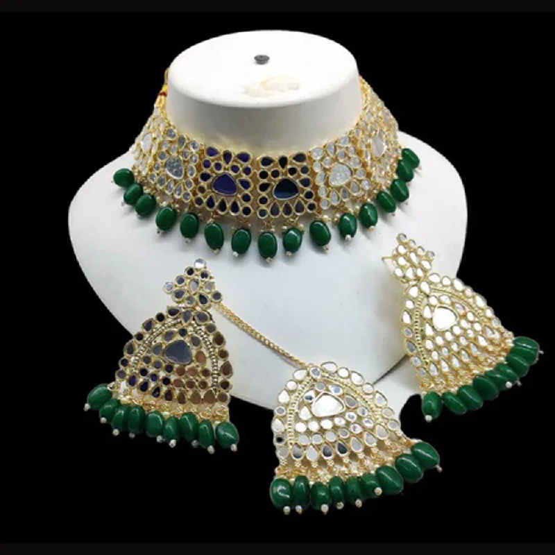 Gold Statement Necklace-Darshana Jewels Gold Plated Mirror Choker Necklace Set