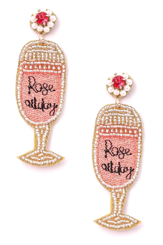 Multicolor Earrings-Beaded Earrings, Rose All Day