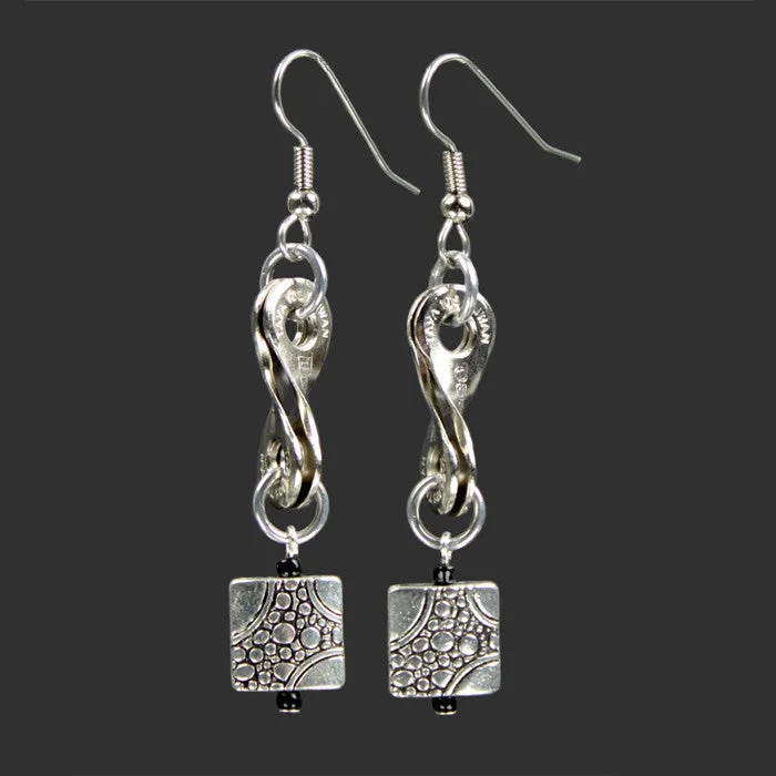 Wedding Diamond Earrings-Twisted Link Cobblestone Earrings