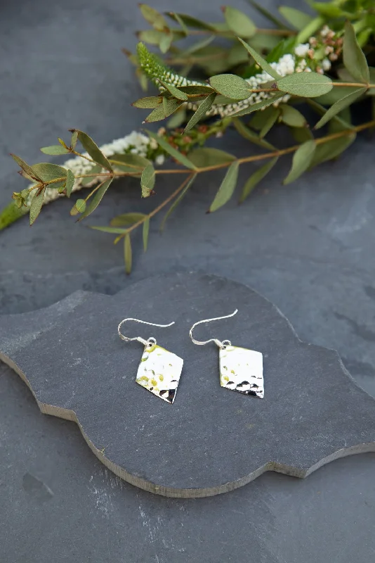 Lightweight Dangle Earrings-Diamond Hammered Earrings