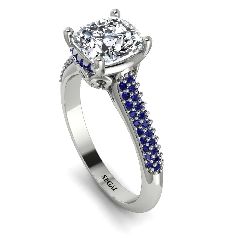 Men's Statement Ring-Luxury Pave Cushion Cut Diamond Engagement Ring With Hidden Stone - Esmeralda No. 63