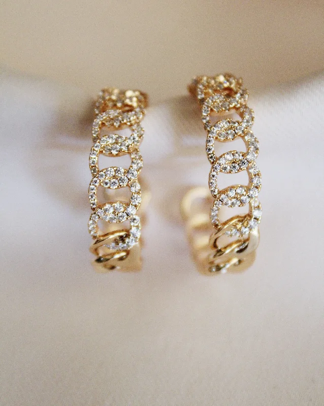 Gorgeous Sapphire Earrings-Bel Air Pave Chain Hoops