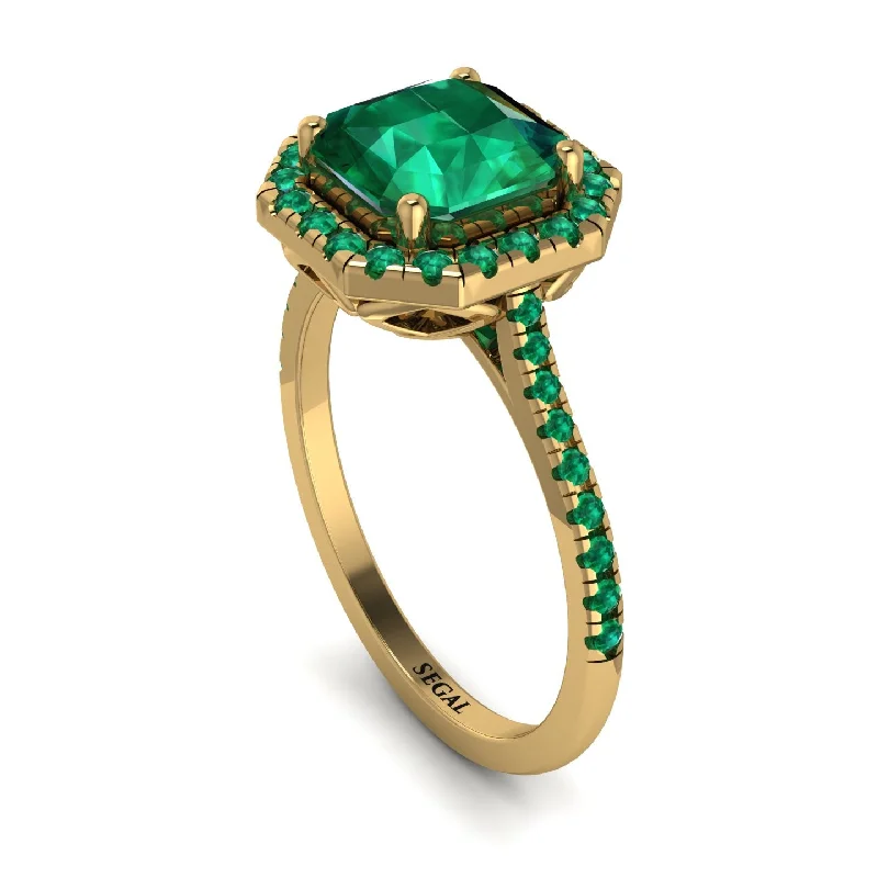 Personalized Gemstone Ring-Gorgeous Radiant Cut Emerald Pave Engagement Ring With Hidden Stone - Felicity No. 19