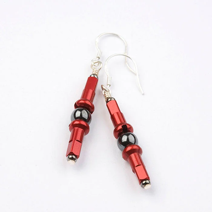 Casual Drop Earrings-Double Nipple & Hematite Earrings