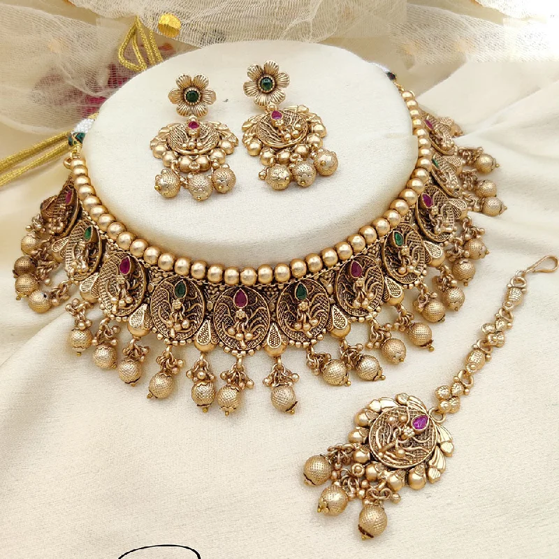 Statement Necklace for Weddings-Jewel Addiction Copper Gold Pota Stone Necklace Set