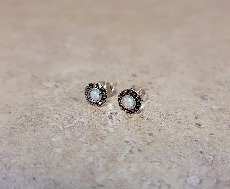 Luxury Diamond Earrings-Marcasite & Opal Earrings