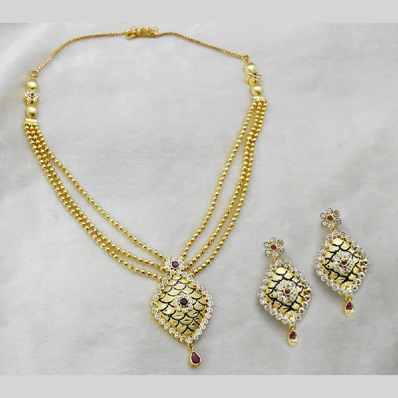 Statement Necklace for Bridesmaids-Bhavi Jewels Forming Gold Plated Copper Necklace Set - 1107857