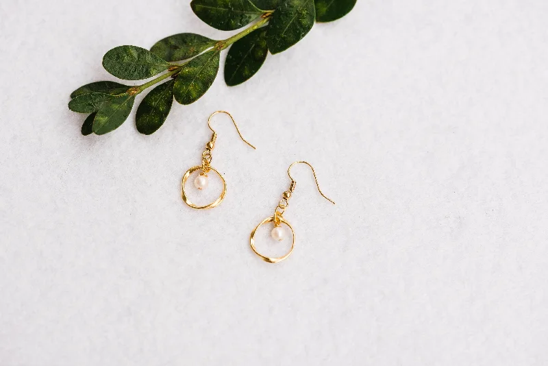 Party Statement Earrings-Petite Halo & Pearl Earrings