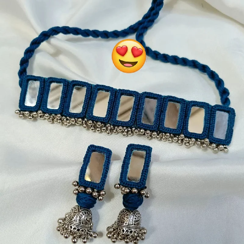 Unique Designer Necklace-Shrijicreation Handmade Oxidised Plated Mirror Choker Necklace Set