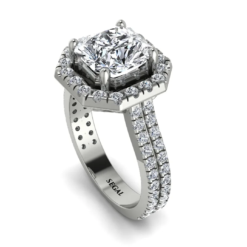 Unique Men's Wedding Ring-Gorgeous Radiant Cut Diamond Pave Double Shank Engagement Ring With Hidden Stone - Felicity No. 3