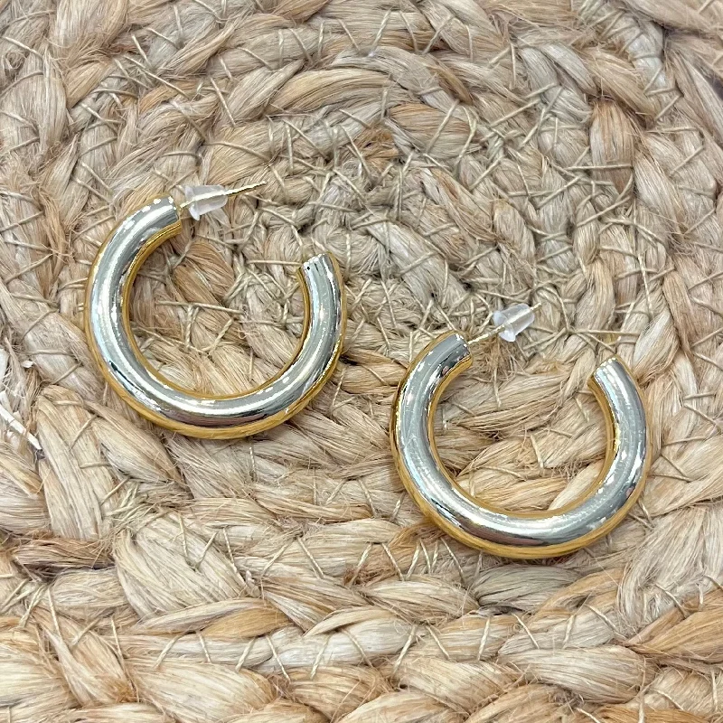 Simple Gold Hoop Earrings-Ella Thick Medium Hoops