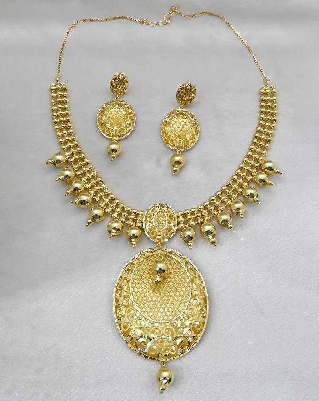 Customizable Necklace-Bhavi Jewels Forming Gold Plated Copper Necklace Set - 1107864