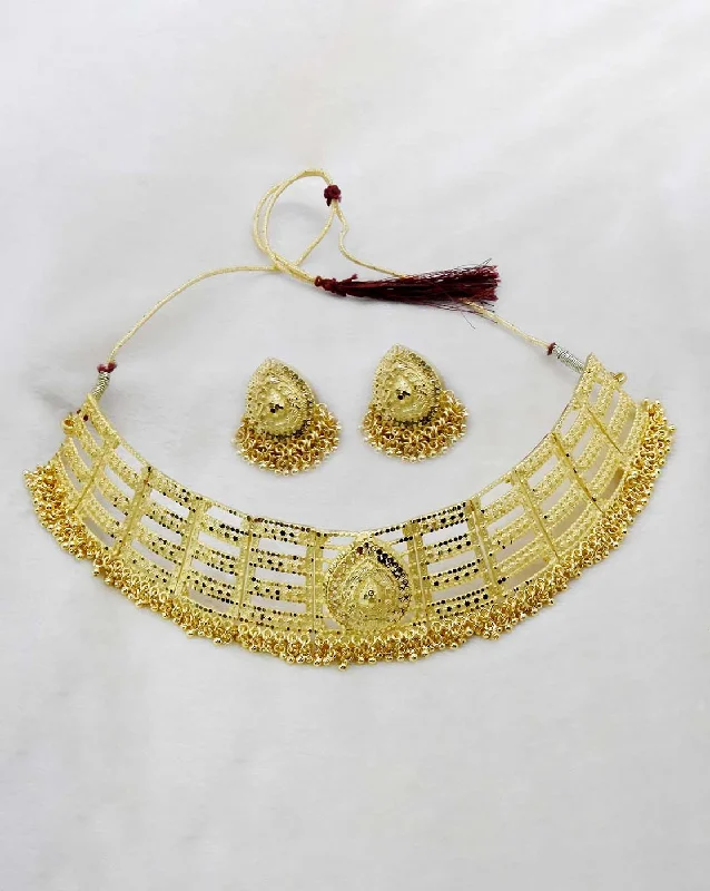 Trendy Chain Necklace-Bhavi Jewels Forming Gold Plated Copper Necklace Set - 1107850