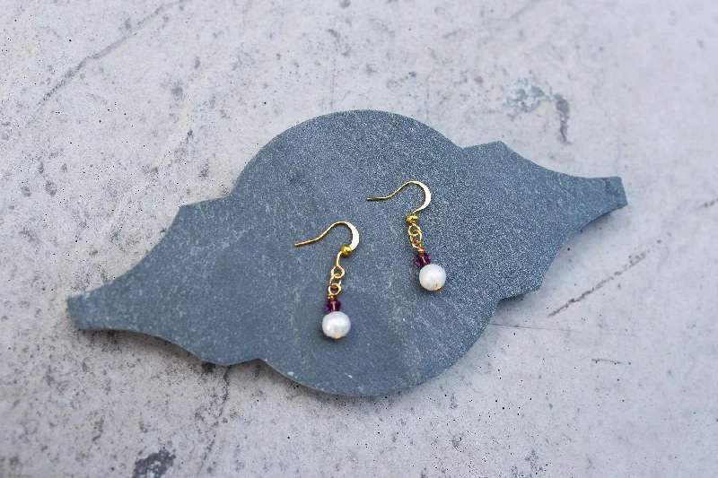 Handmade Gemstone Earrings-February Birthstone Earrings