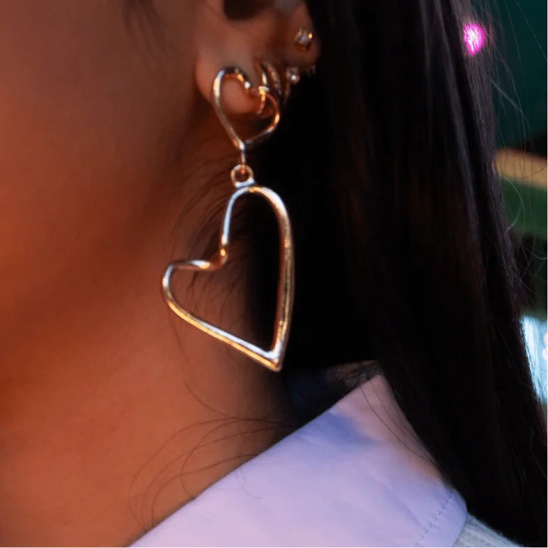 Large Statement Earrings-Tillie Cut Out Heart Earrings