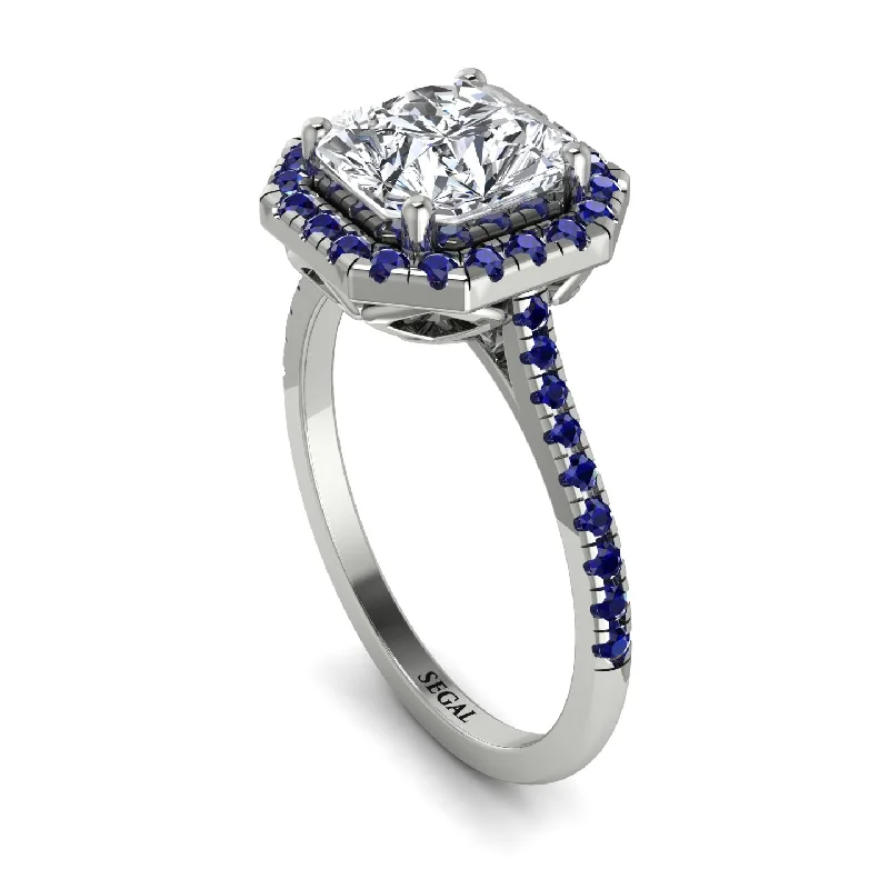 Classic Gemstone Wedding Band-Gorgeous Radiant Cut Diamond Pave Engagement Ring With Hidden Stone - Felicity No. 63