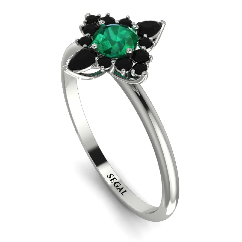 Large Statement Gold Ring-Compass Emerald Engagement Ring - Rose No. 36