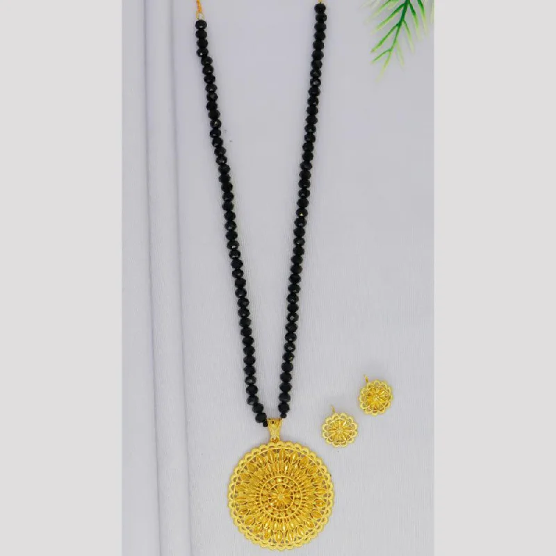 Celestial Moon Necklace-Mahavir Gold Plated Pearls Long Necklace Set